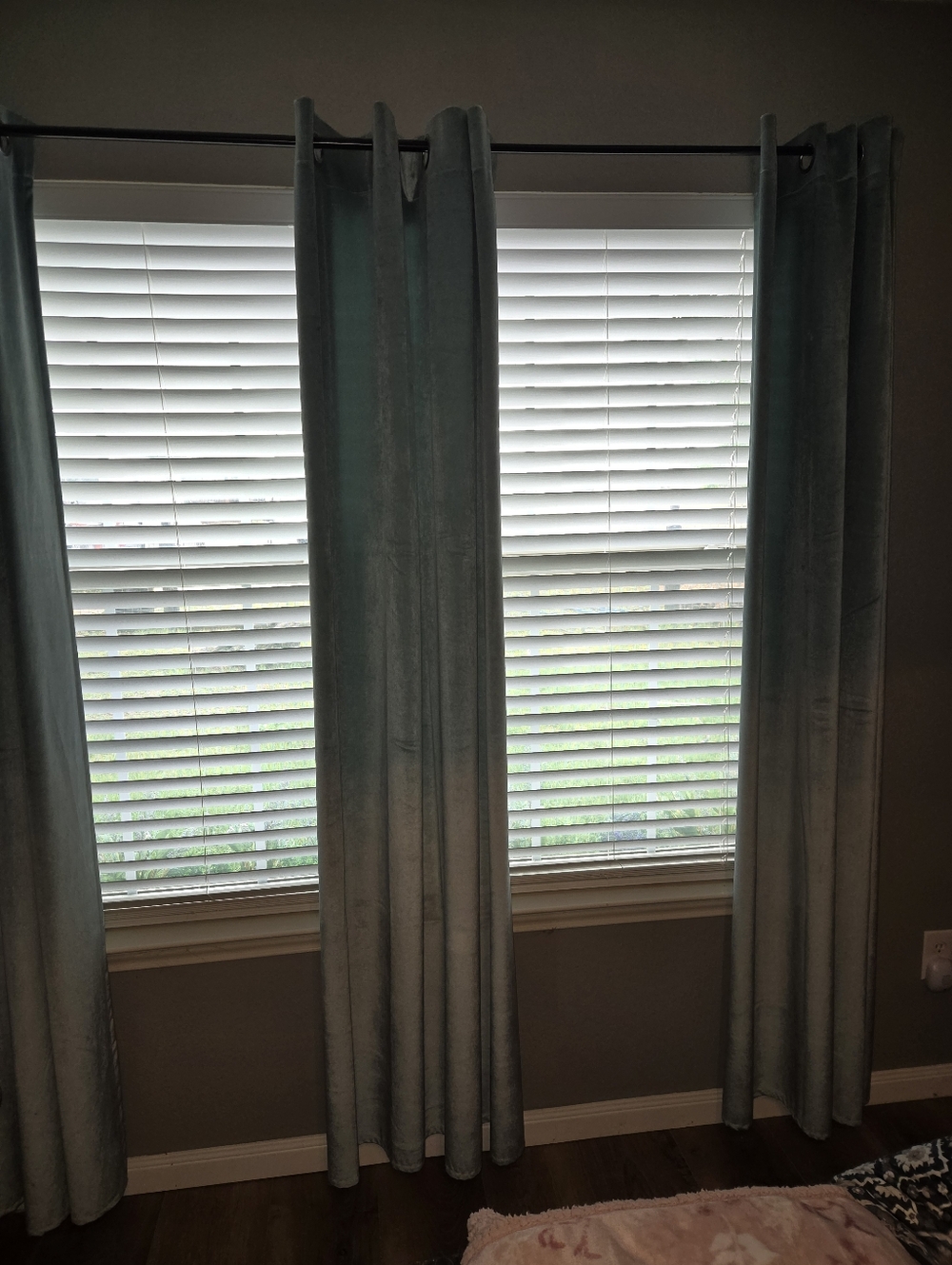 Aqua  Blue Velvet Grommet Top Blackout Curtain Panels